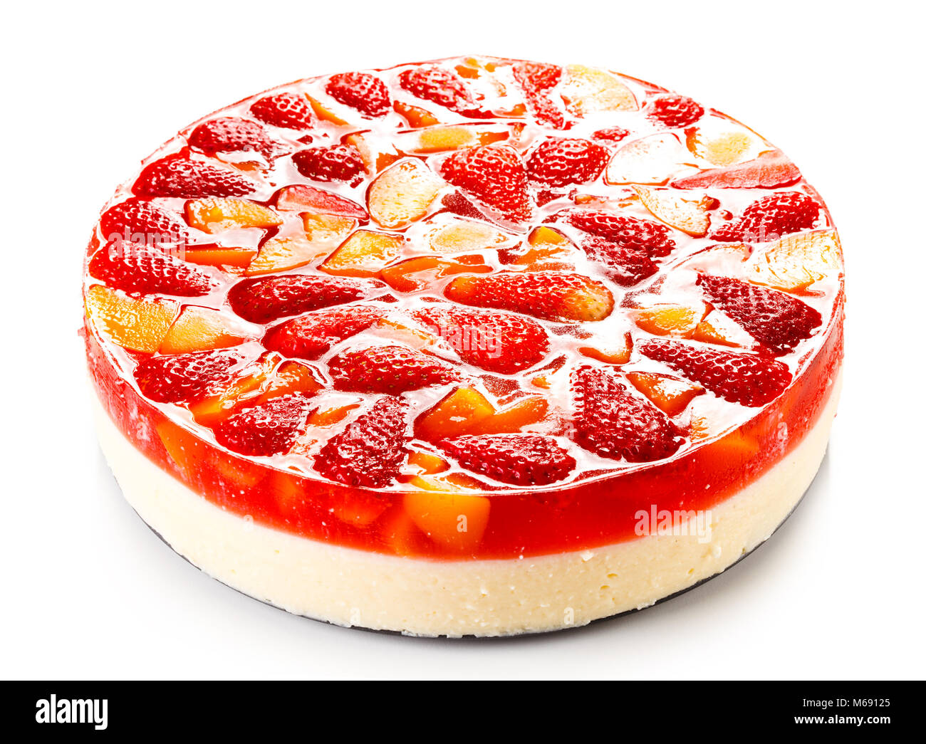 Fruit cheesecake on white background Stock Photo