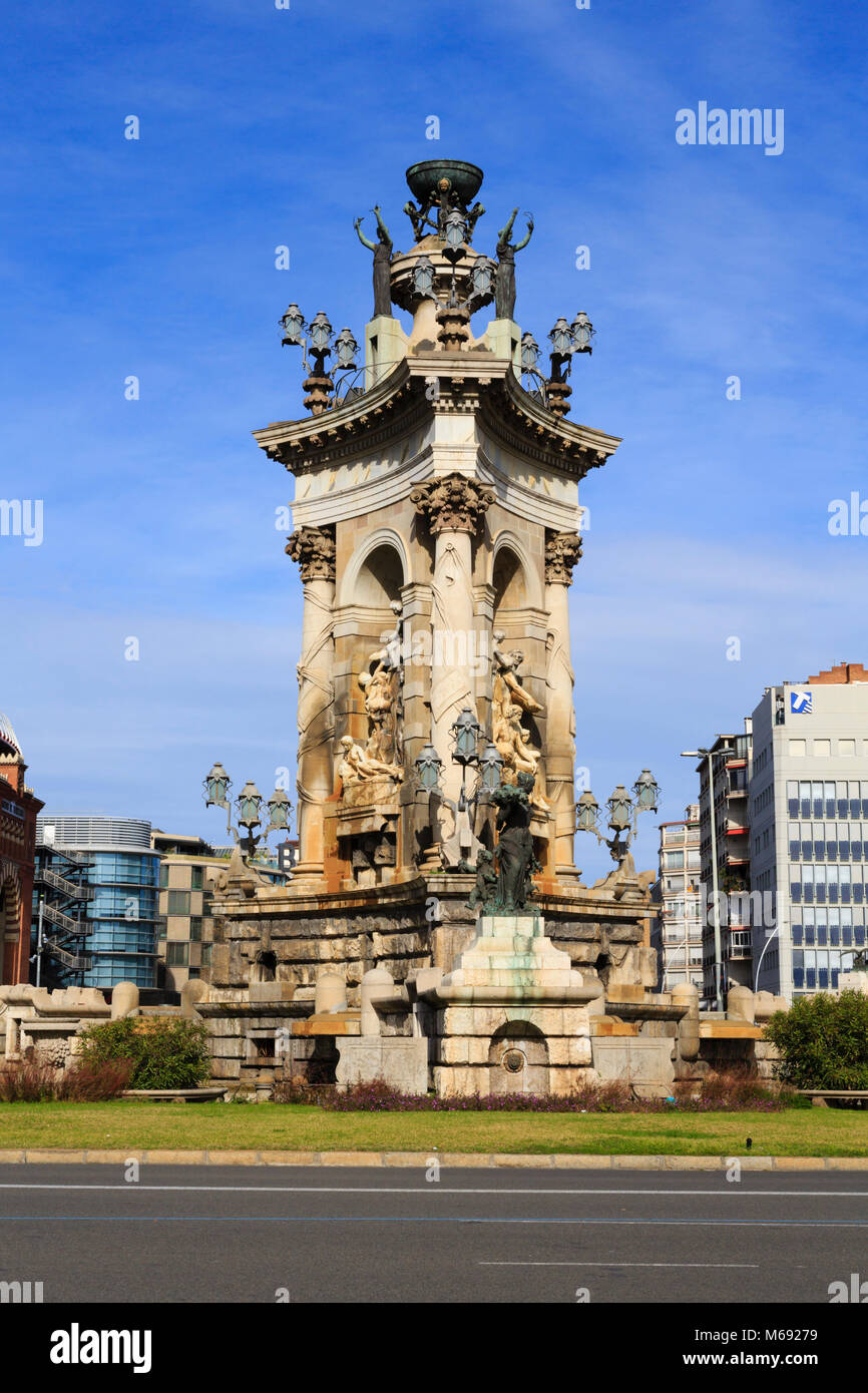 monument at Placa Espana, Barcelona, Catalunya, Spain Stock Photo