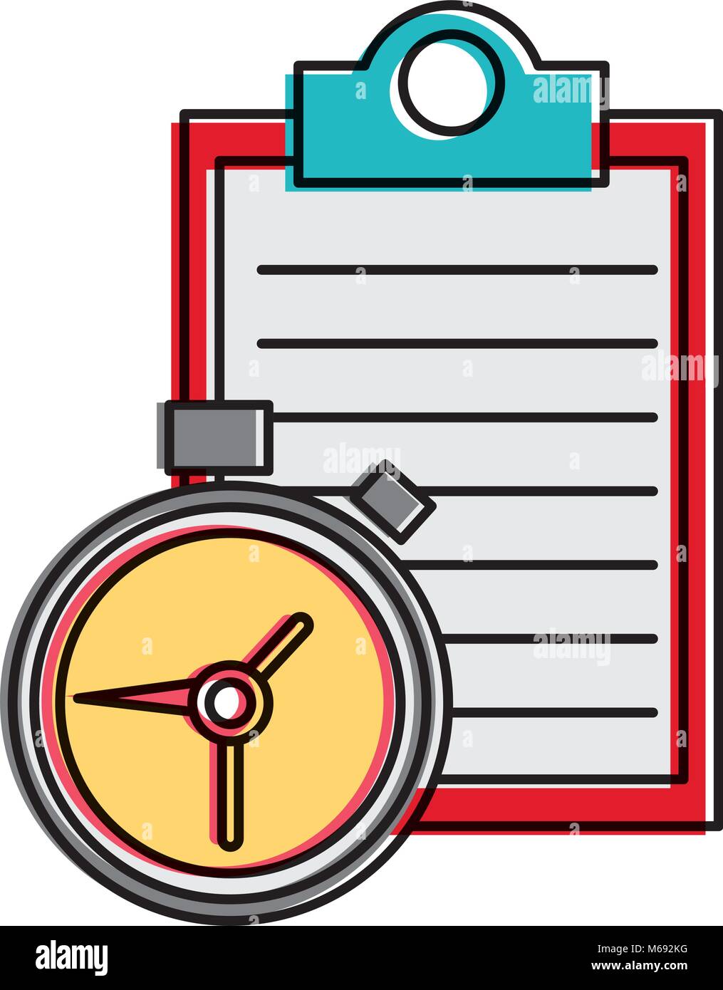 moved color check list document with chronometer time Stock Vector
