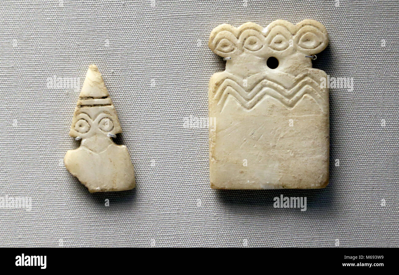 Mesopotamia. Eye figurines. Uruk Period. 3300-3000 BC. Eye Temple, Tell Brak, Syria. British Museum. London. Stock Photo