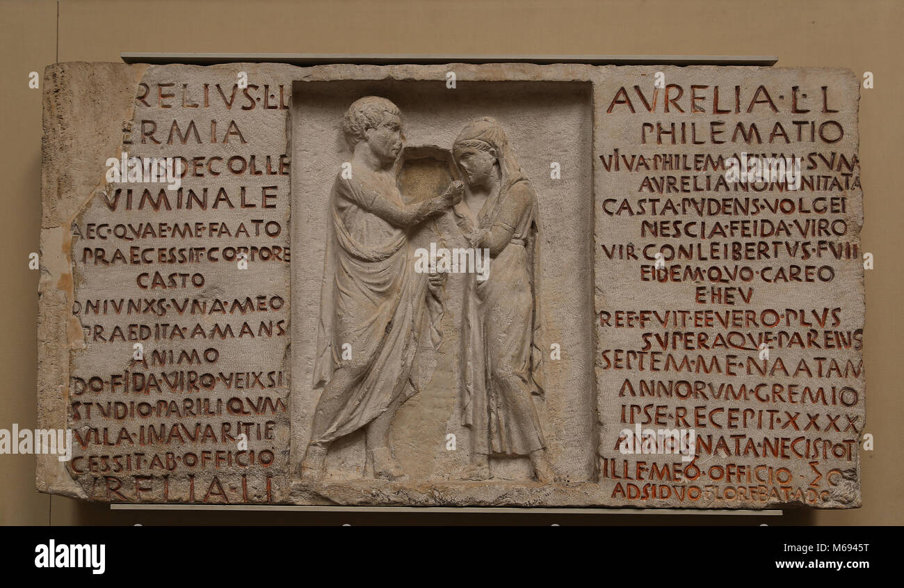 Aurelius Hermia and his wife Aurelia Philematum. Roman, 80 BC. Tomb