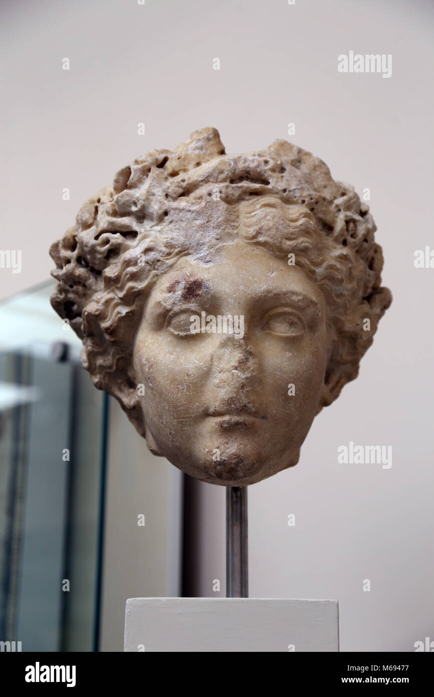 Marble head from an over life-size statue of the empress Livia as the goddess Ceres. Sicily, AD 30-50. British Museum. London. Stock Photo