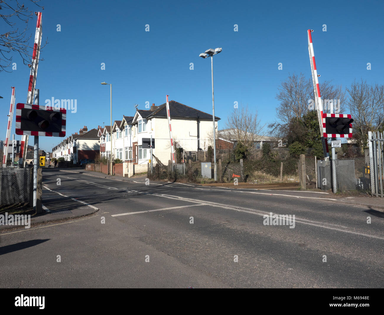 Train gates and Railway Crossing, Junction Road, Totton, New Forest