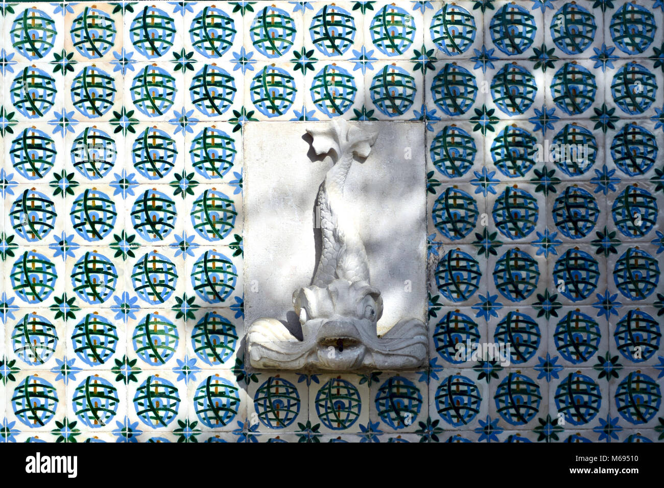traditional Portuguese tiles in Alfama, Lisbon, Portugal Stock Photo