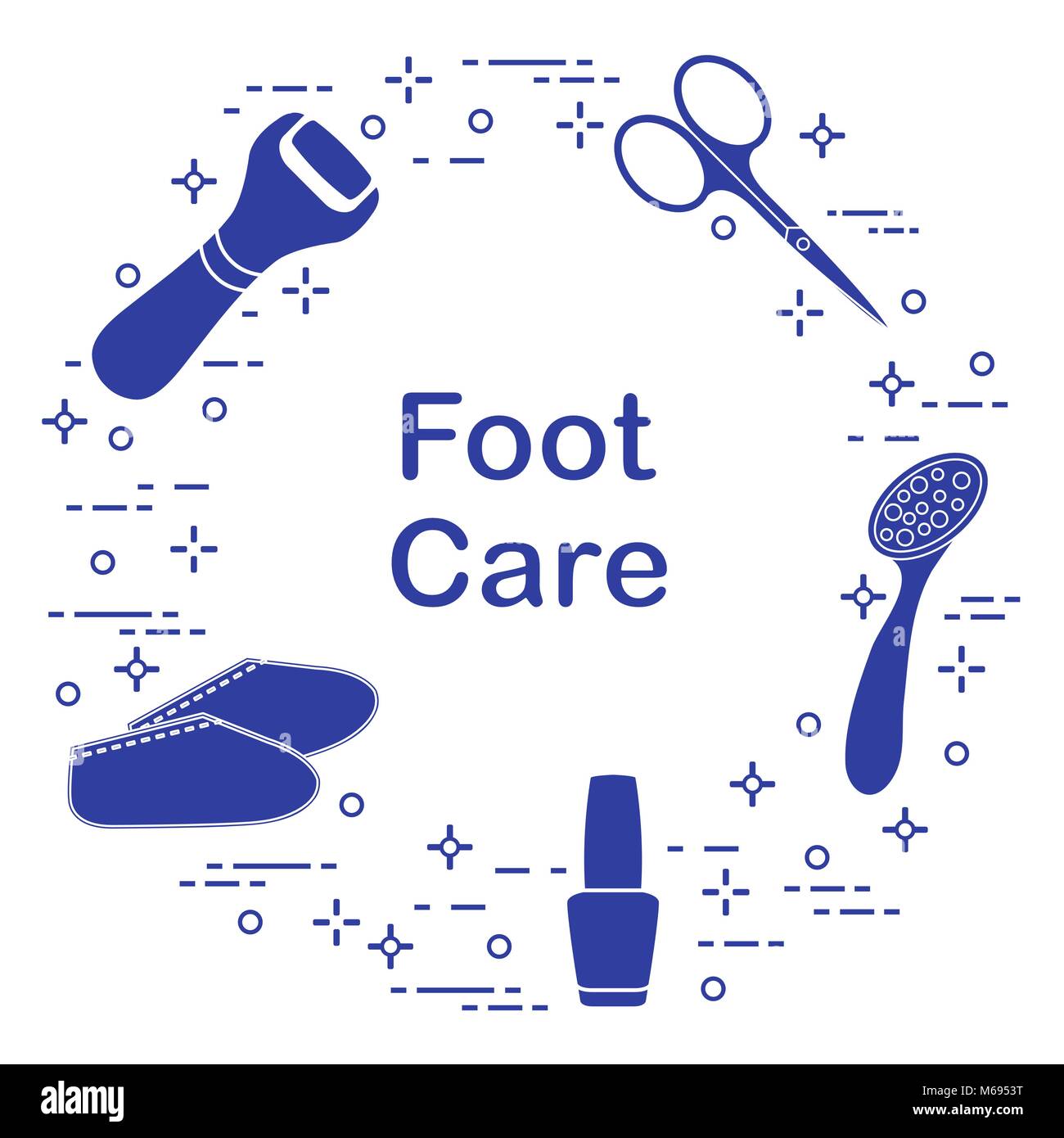 Tools for pedicure. Nail polish, electric foot file, pumice, scissors