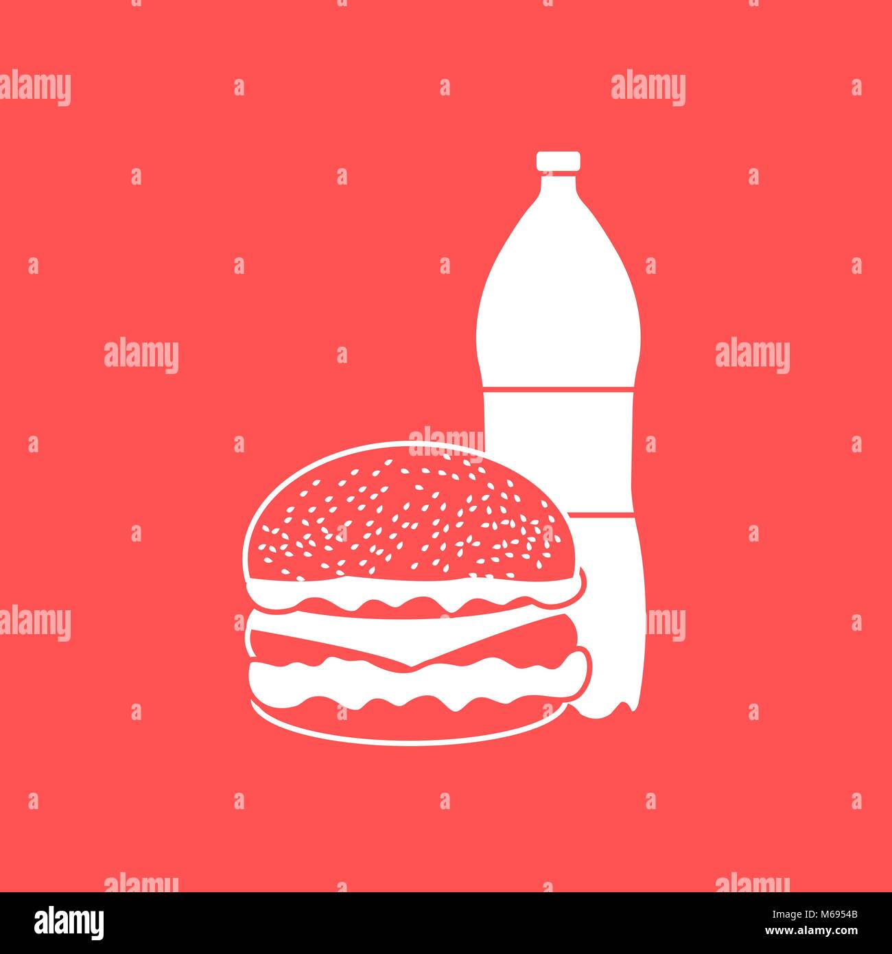 Burger And Bottle Of Soda Water Harmful Eating Habits Design For