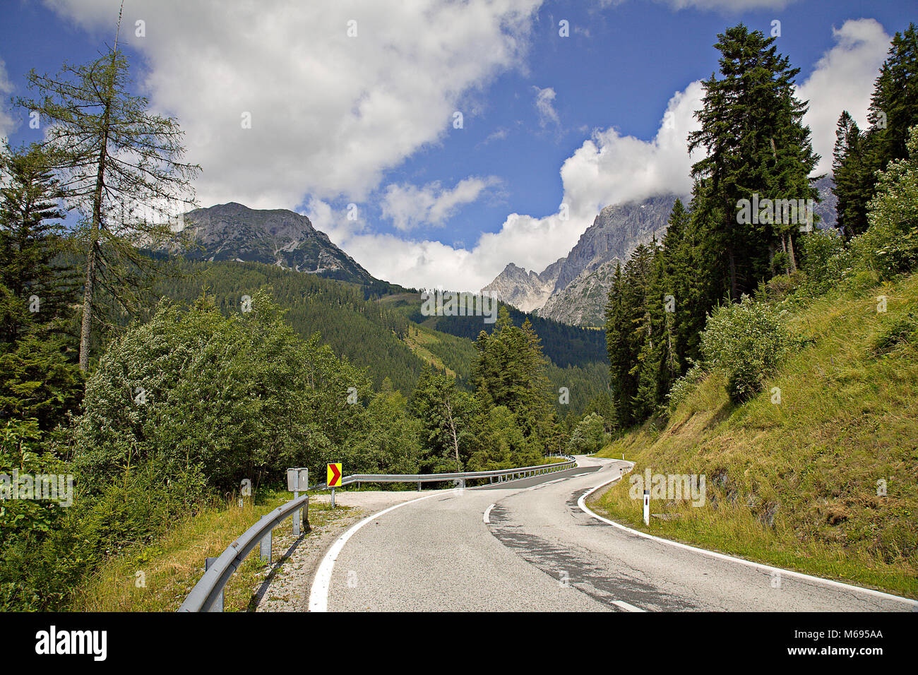 Road through the Dachstein mountains, Austria, in summer Stock Photo