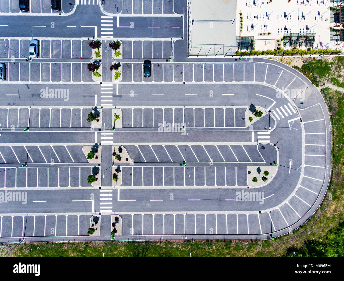 Free Parking places top down aerial view Stock Photo