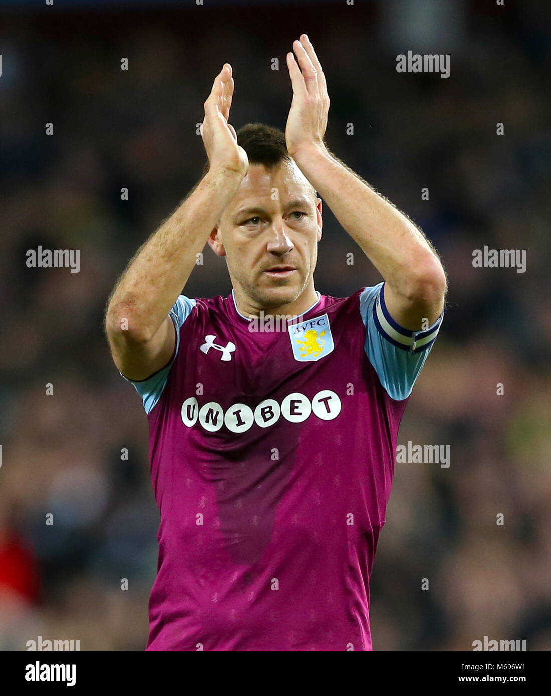 Aston Villa's John Terry applauds the fans after the final whistle Stock Photo