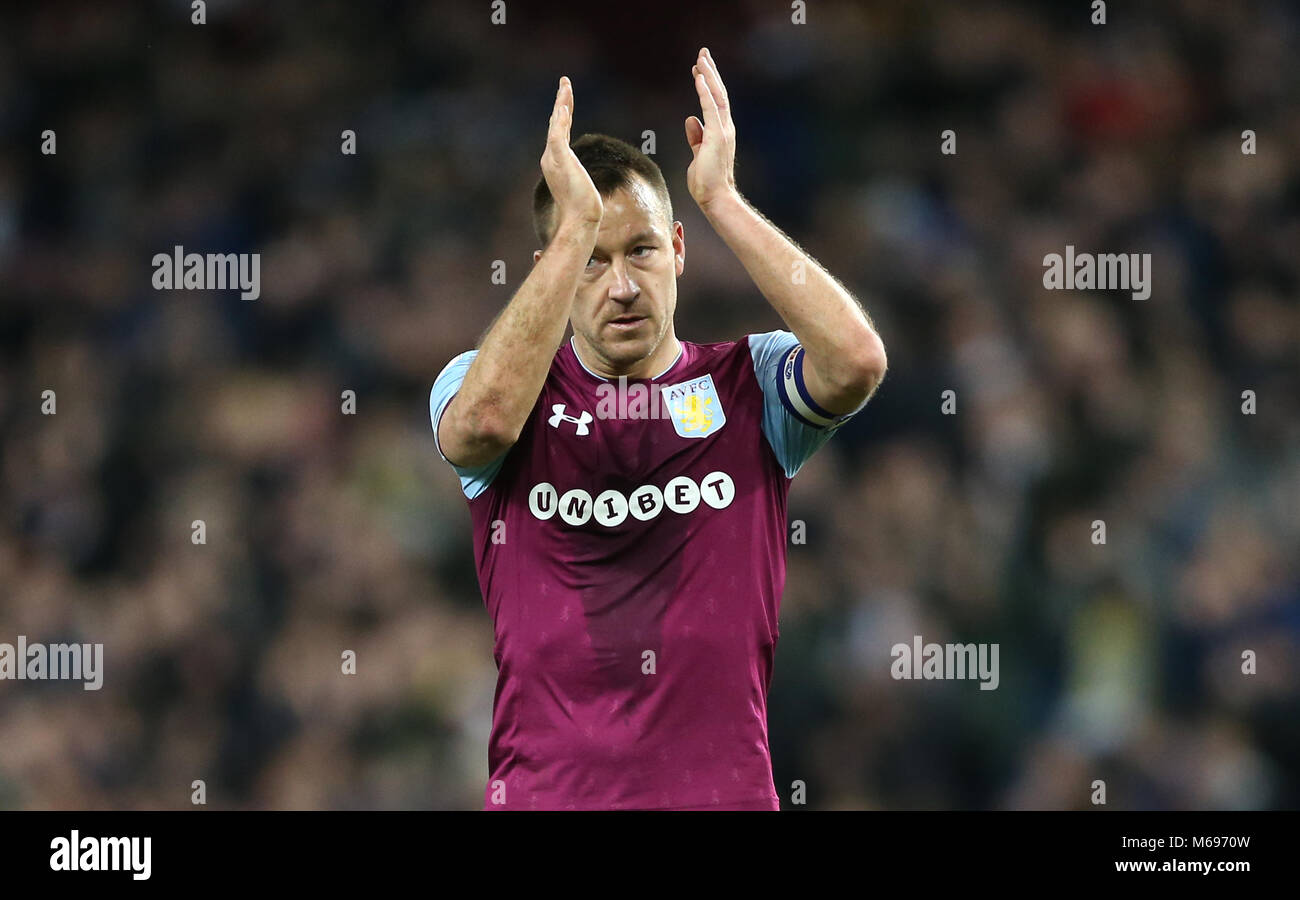 Aston Villa's John Terry applauds the fans after the final whistle Stock Photo