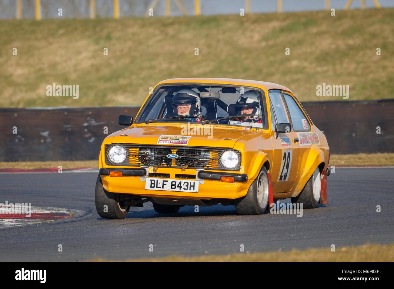 Lee Williams and Wayne Larbelestier in the Ford Escort RS at the 2018 Motorsport News Snetterton Stage Rally, Norfolk, UK. Stock Photo