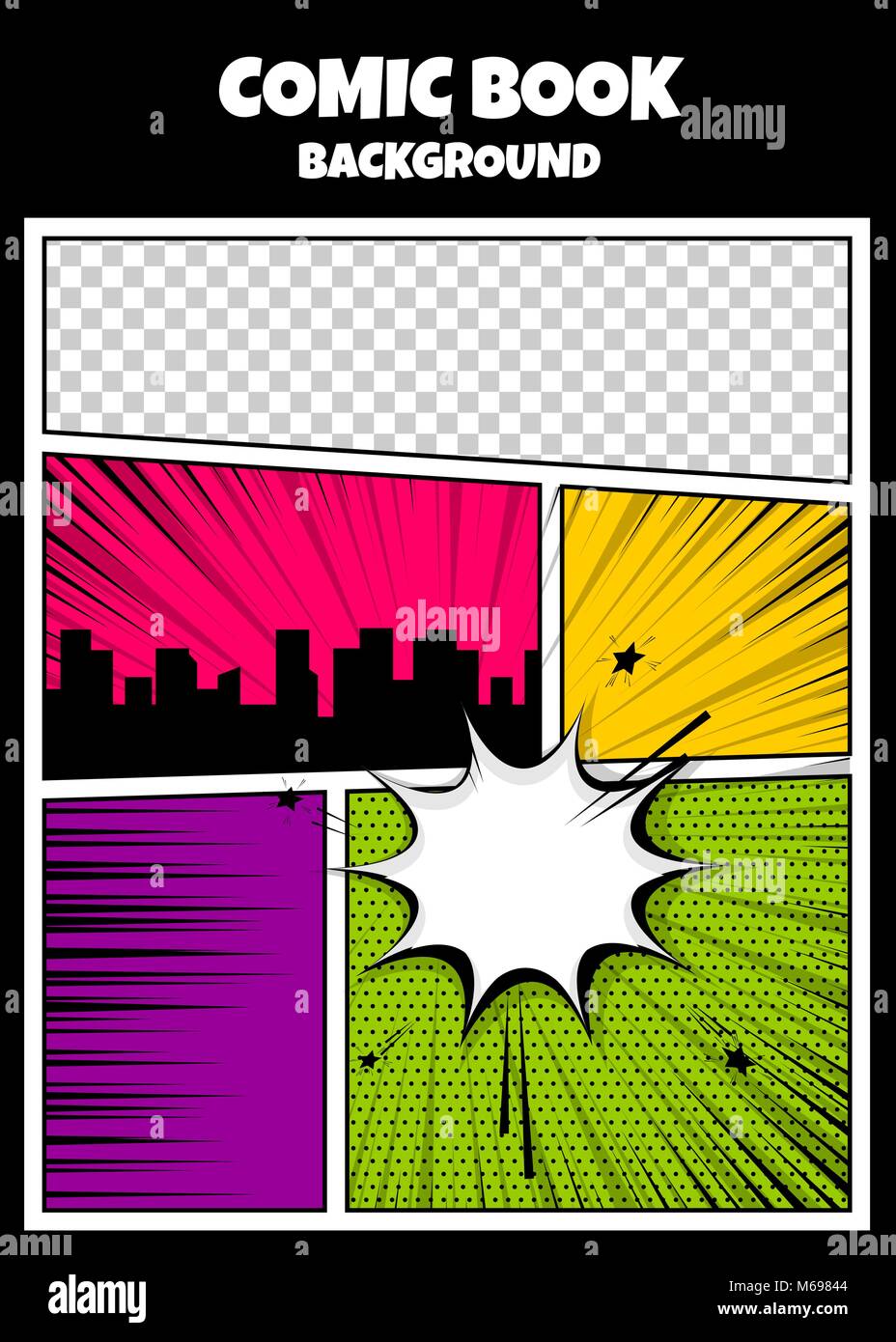 Color comics book cover vertical backdrop Stock Vector