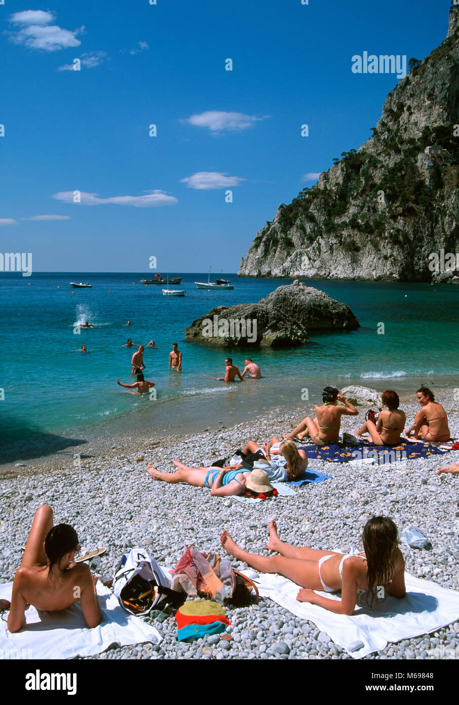Marina Piccola beach, Capri island, Italy, Europe Stock Photo