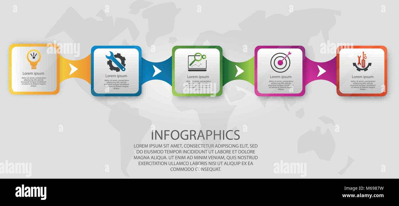 Modern vector illustration 3d. Template infographics with five elements ...