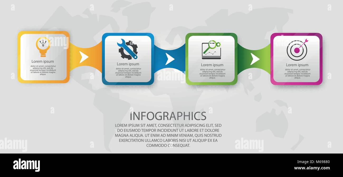 Modern vector illustration 3d. Template infographics with four elements ...