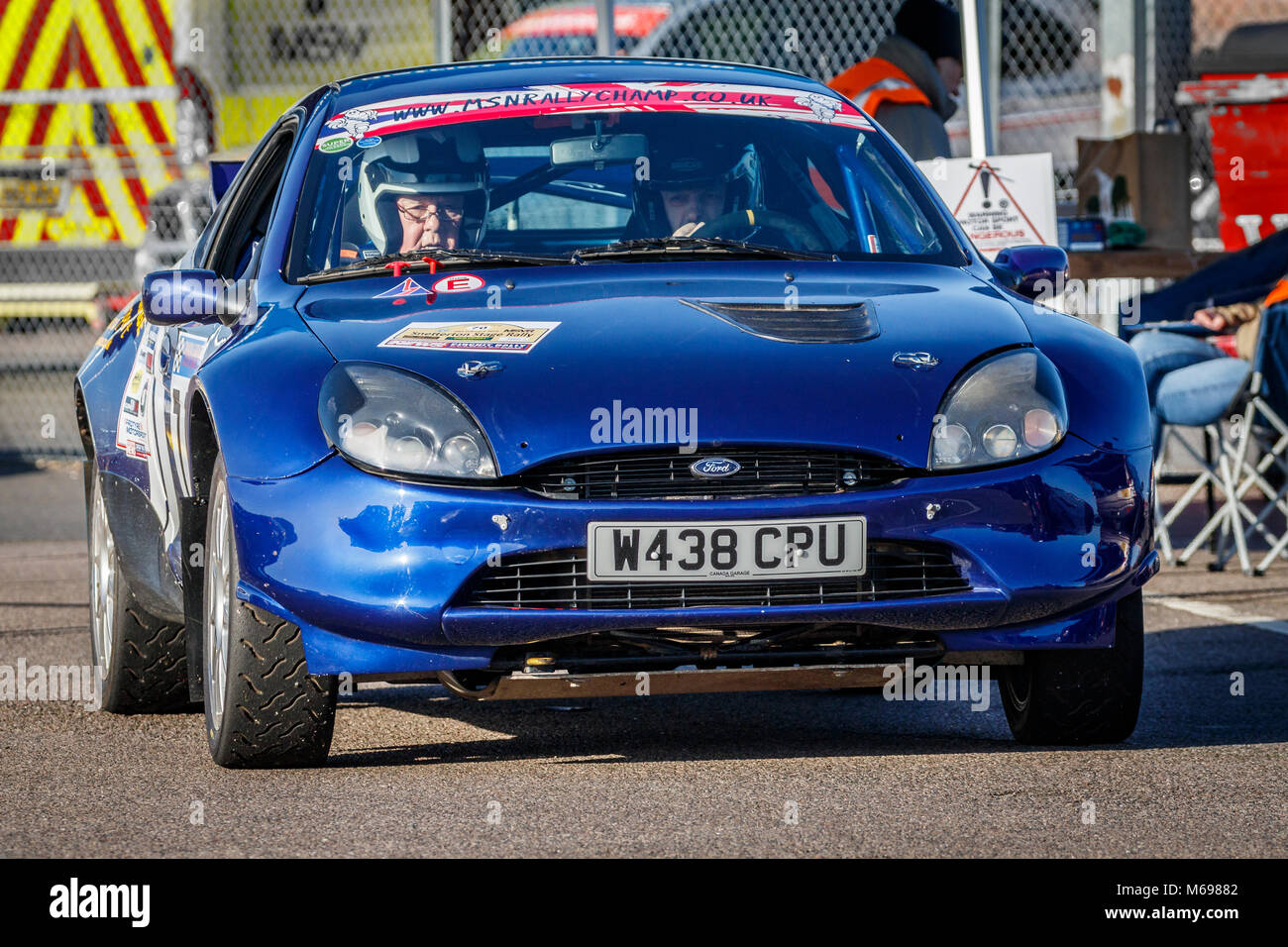 Mark Annison and Ian Humphrey in the Ford Puma in the paddock area at the  2018 Motorsport News Snetterton Stage Rally, Norfolk, UK Stock Photo - Alamy