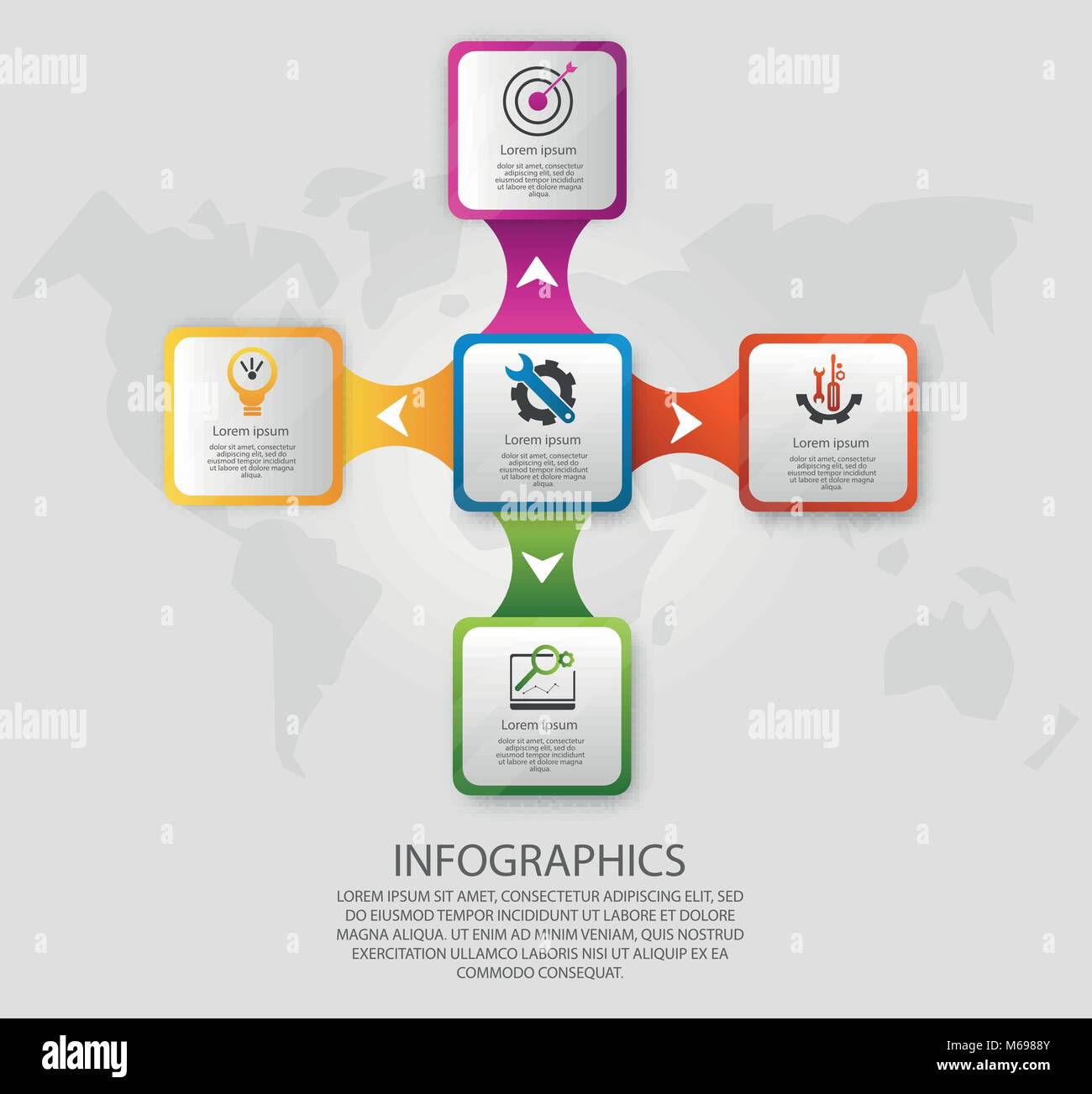 Modern vector illustration 3d. Template infographics with five elements ...