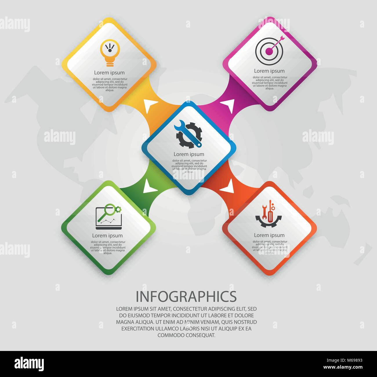 Modern vector illustration 3d. Template infographics with five elements ...
