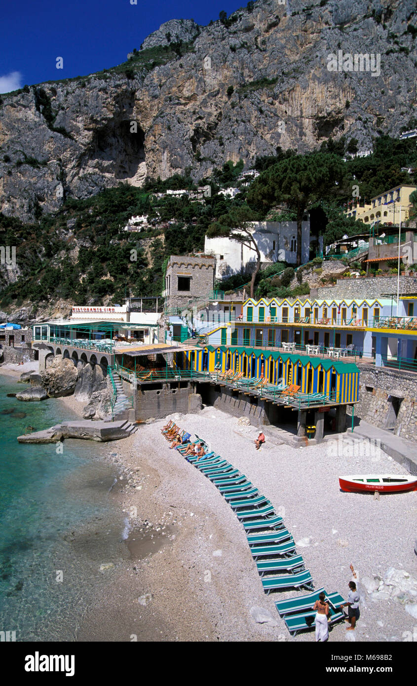 Marina Piccola beach, Capri island, Italy, Europe Stock Photo