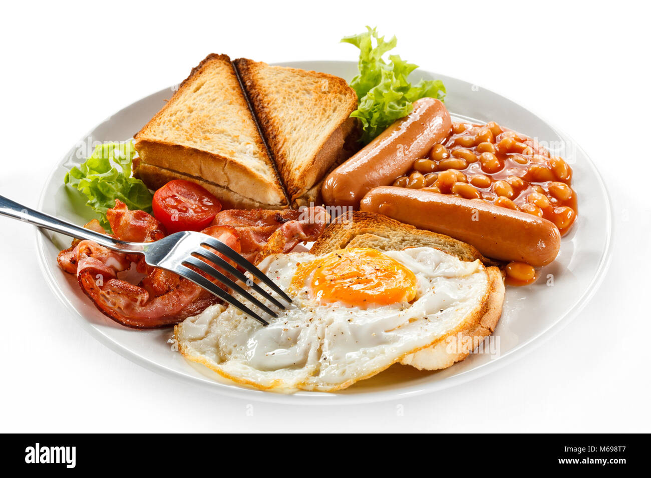 English breakfast toast, egg, bacon and vegetables Stock Photo Alamy