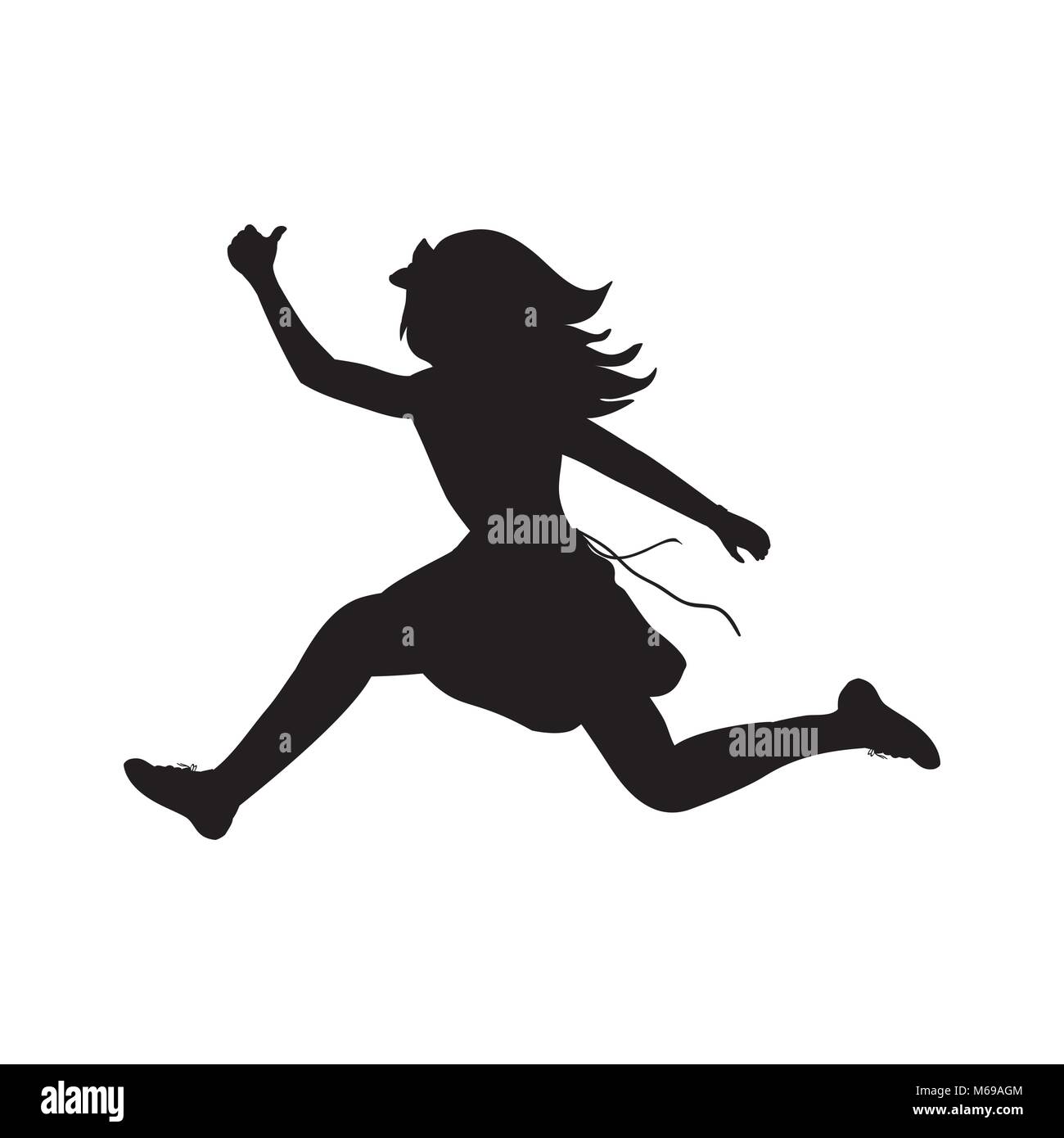 Silhouette happy girl running sport Stock Vector Image & Art - Alamy
