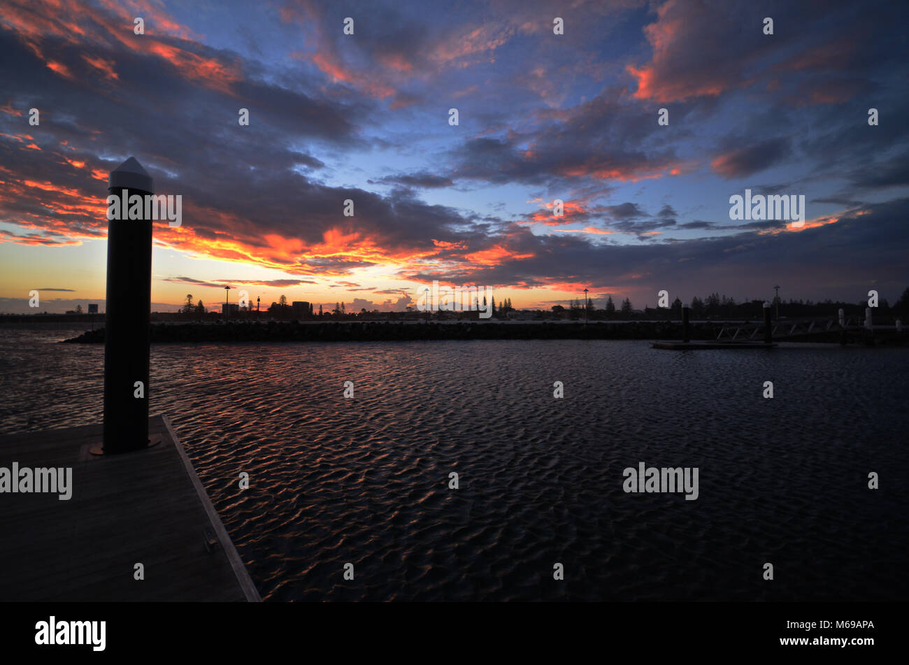 Sunset at marina  Forster NSW Australia Stock Photo