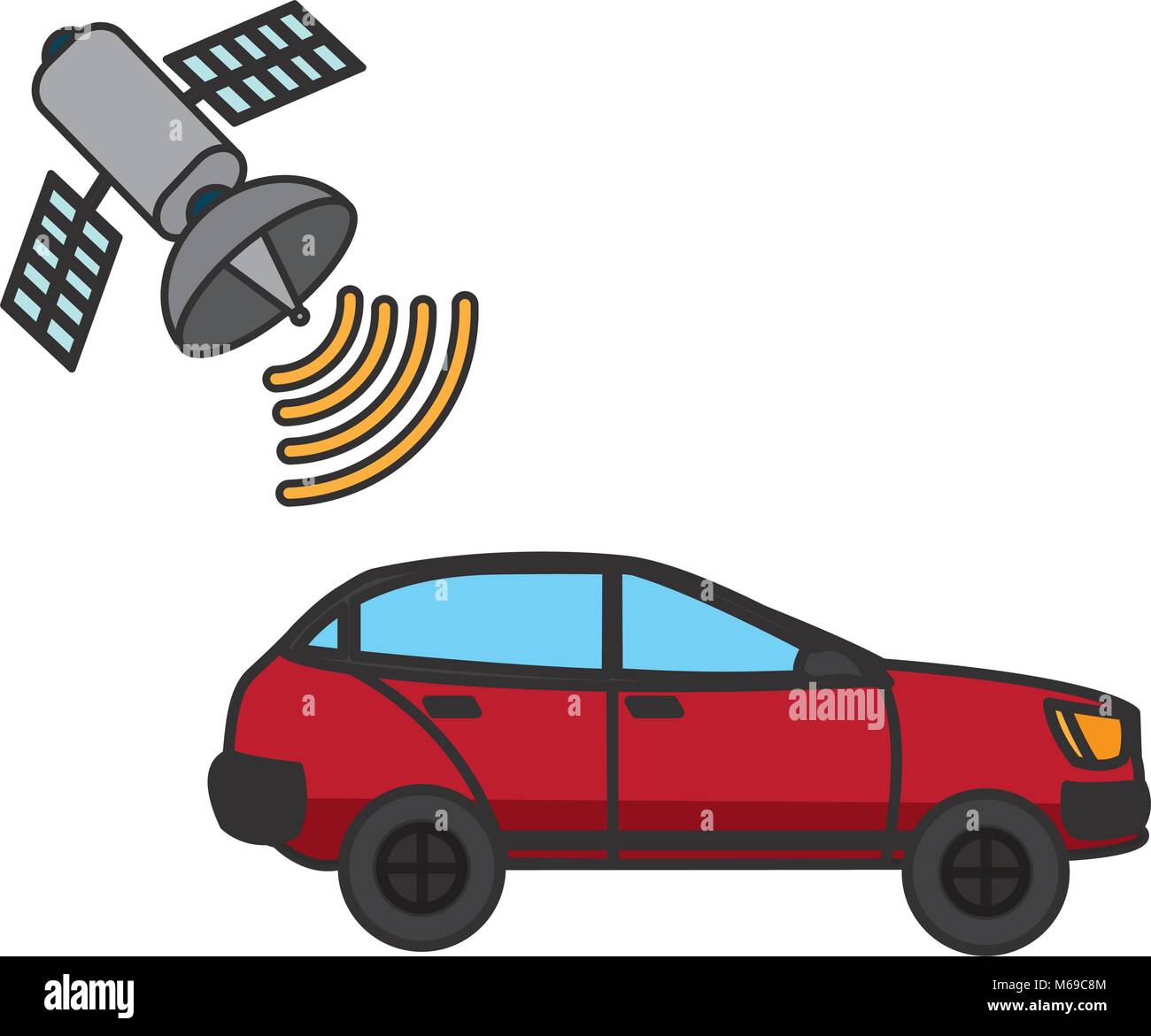 car tranport with satellite wifi connection Stock Vector