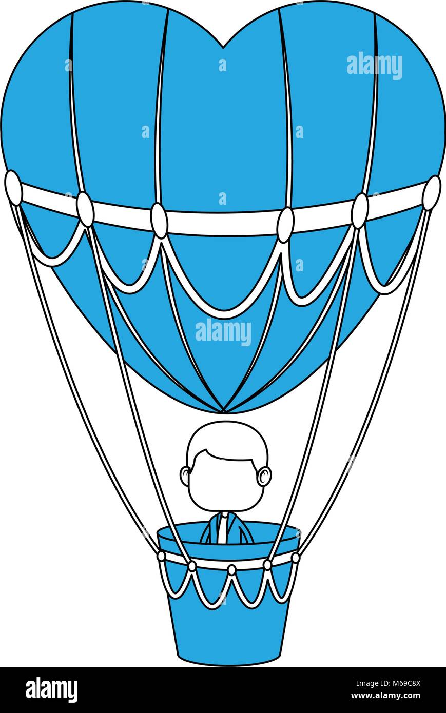 Cute boy flying on hot air balloon Stock Vector Image & Art - Alamy