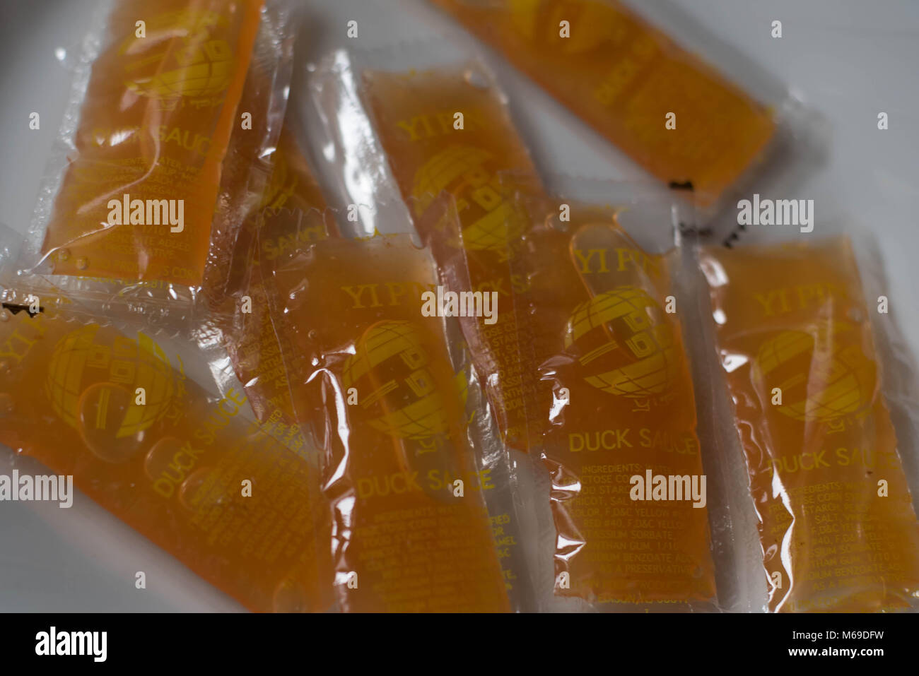 Chinese Take Out Food Duck Sauce Packets Stock Photo Alamy
