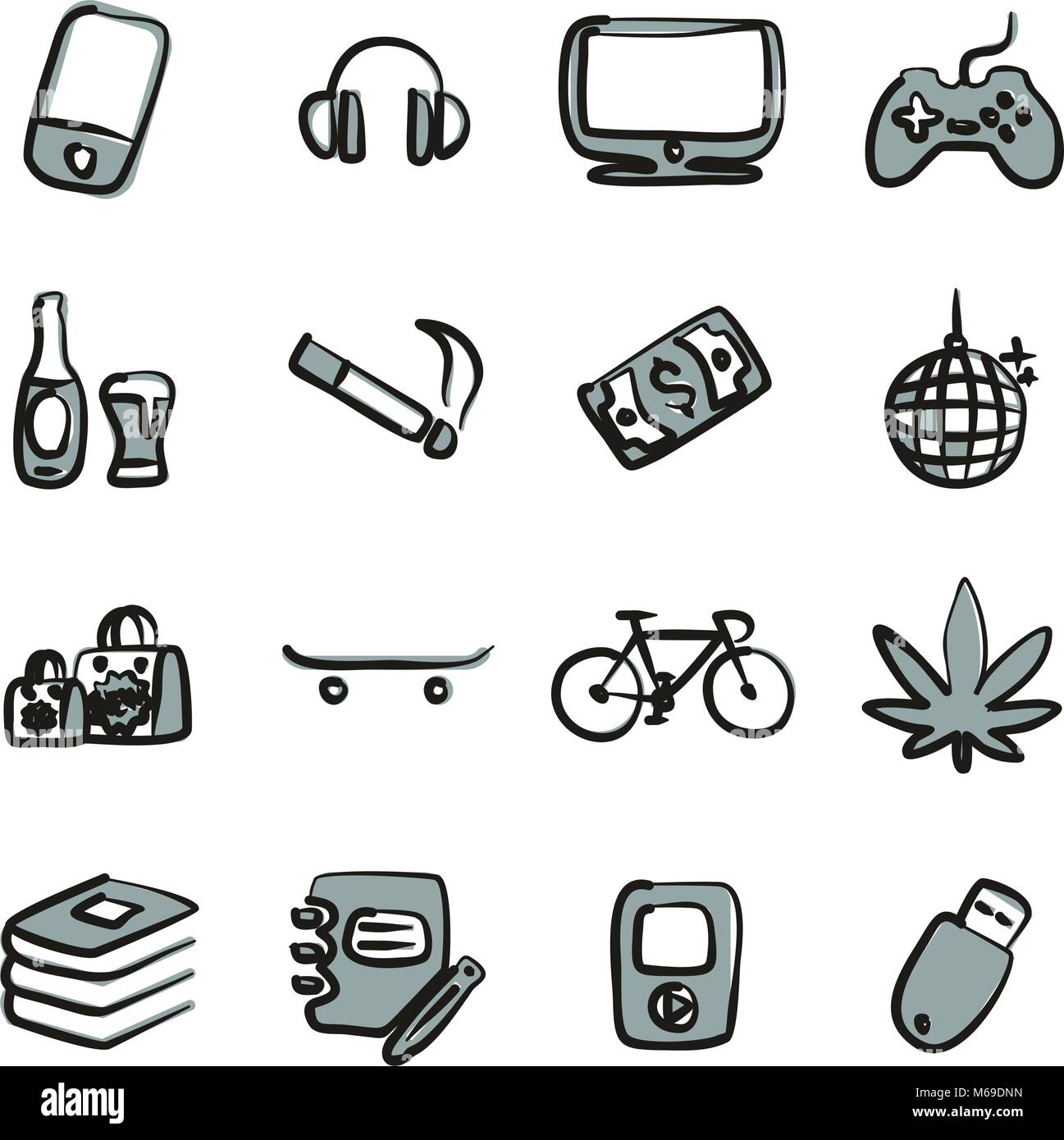 Teenager Icons Freehand 2 Color Stock Vector Image & Art - Alamy