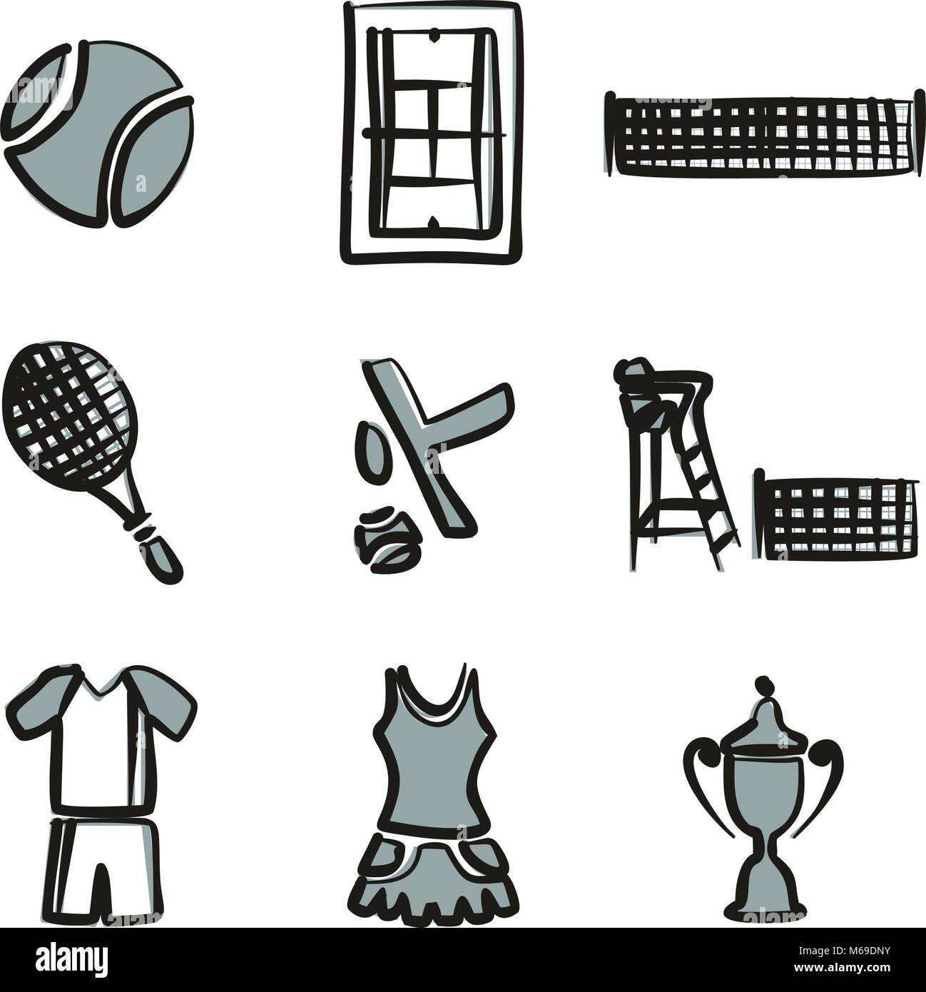 Tennis Icons Freehand 2 Color Stock Vector Image & Art - Alamy