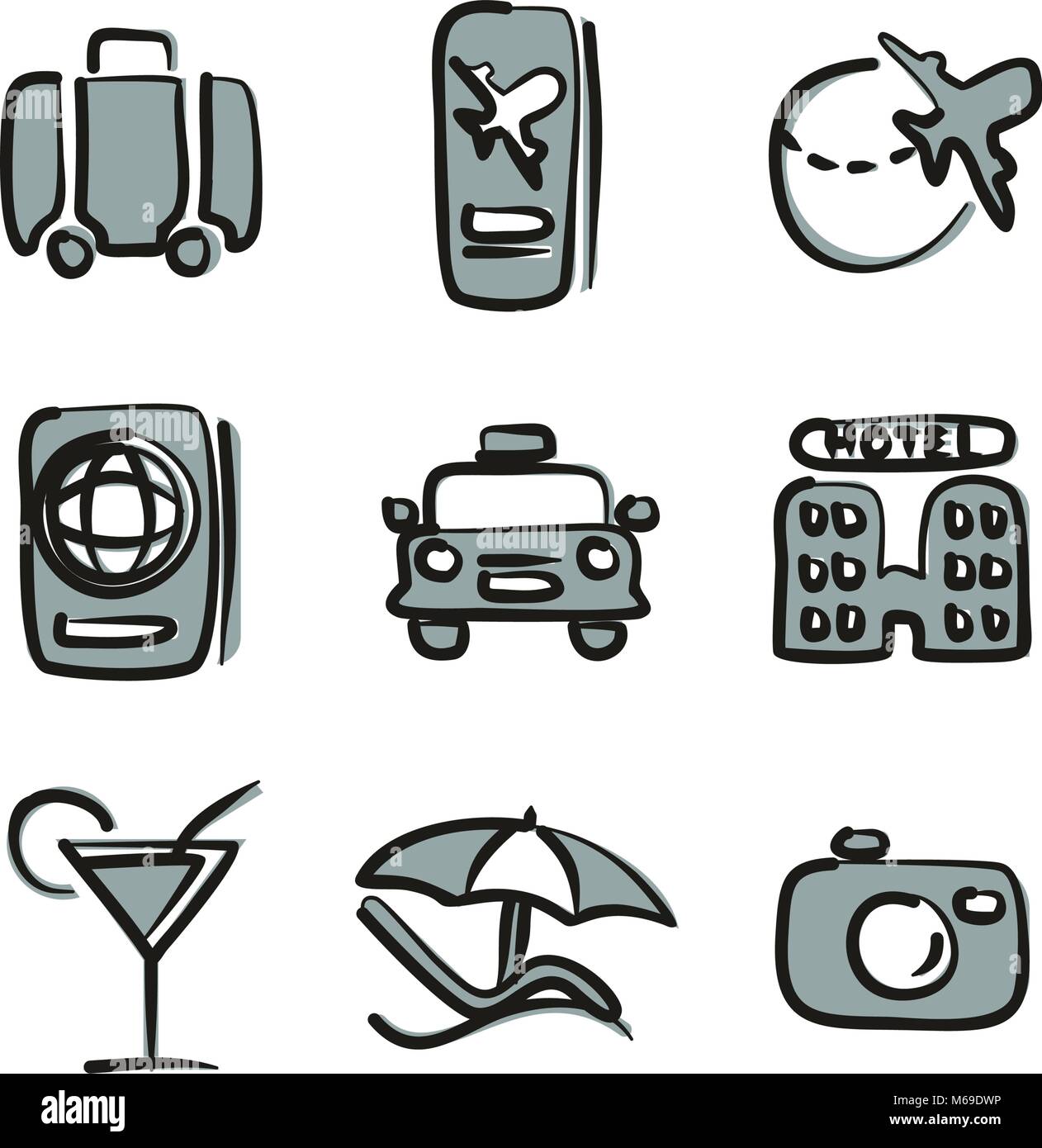Travel Icons Freehand 2 Color Stock Vector Image & Art - Alamy