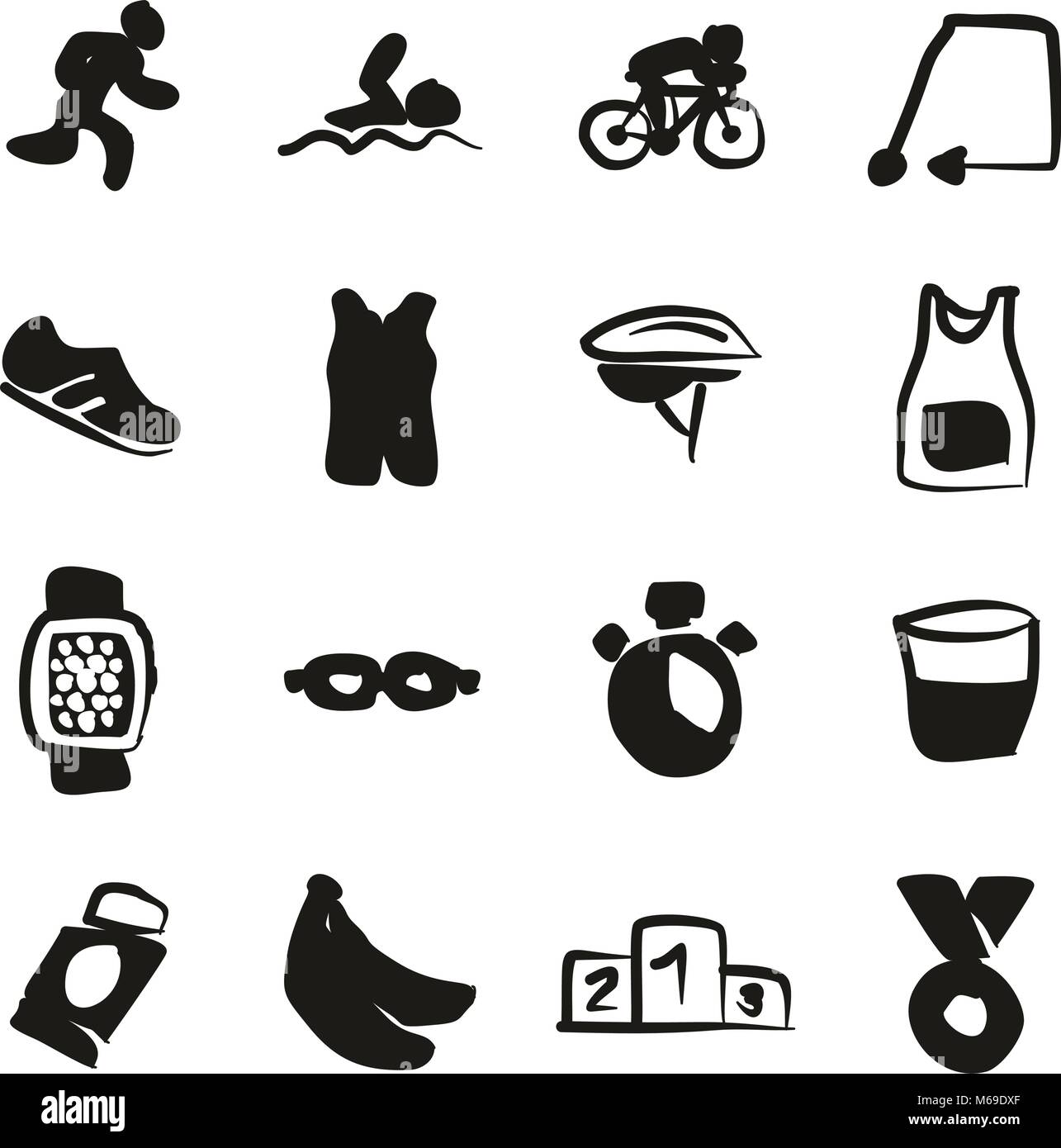 Triathlon Icons Freehand Fill Stock Vector Image & Art - Alamy