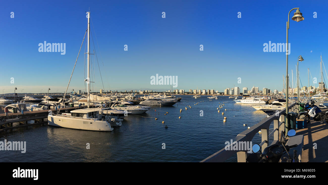 Panoramic view of the Port of Punta Del Este at summer, day light, Uruguay. Stock Photo