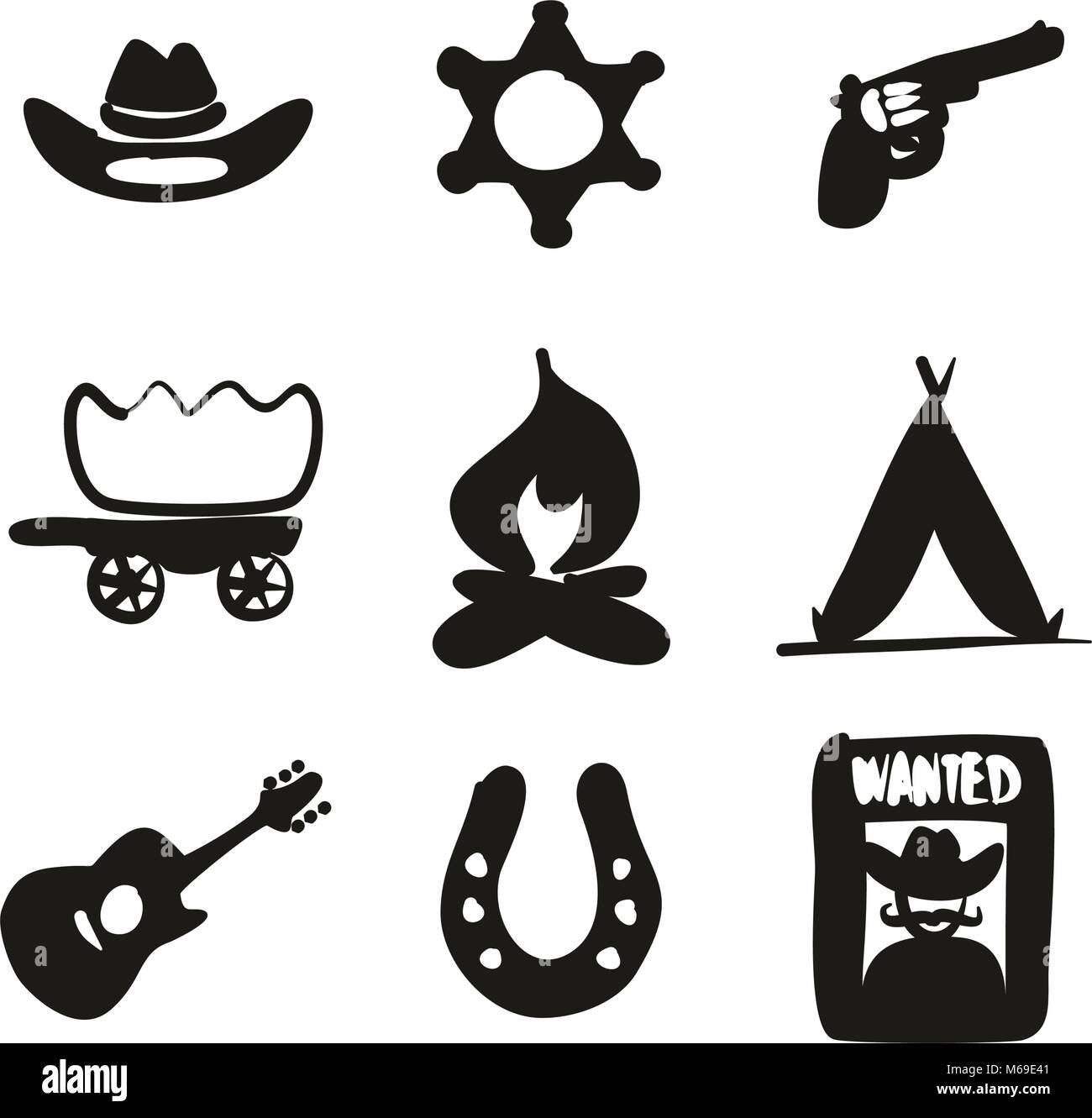 Wild West Icons Freehand Fill Stock Vector Image & Art - Alamy