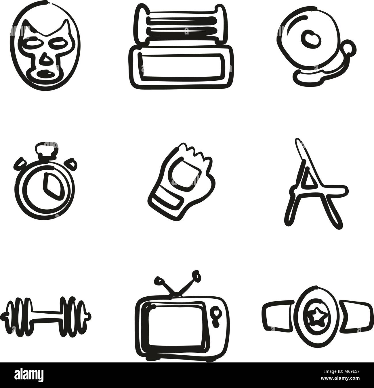 Wrestling Icons Freehand Stock Vector
