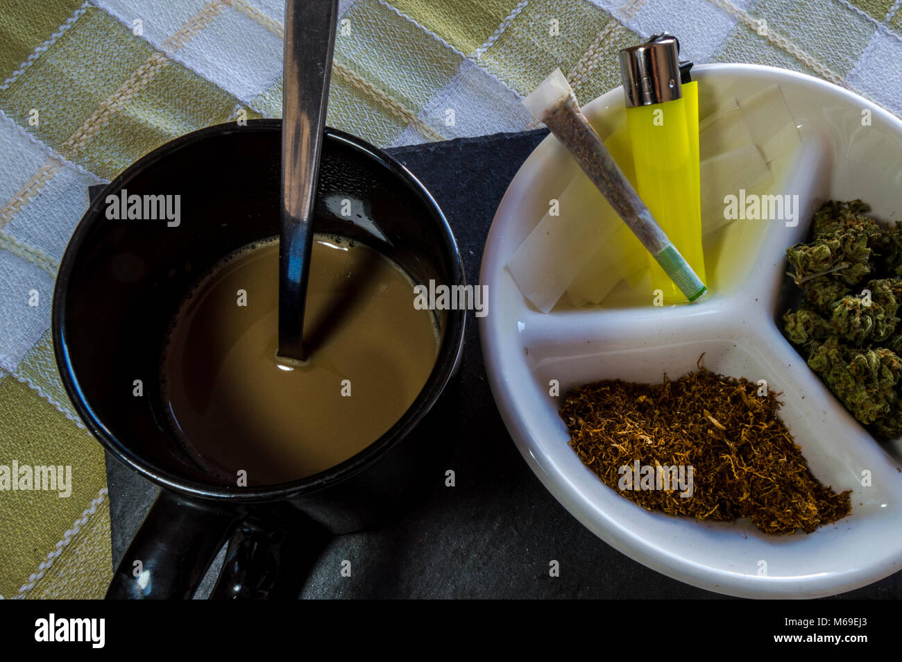 Materials for rolling joints high quality marijuana buds, chopped