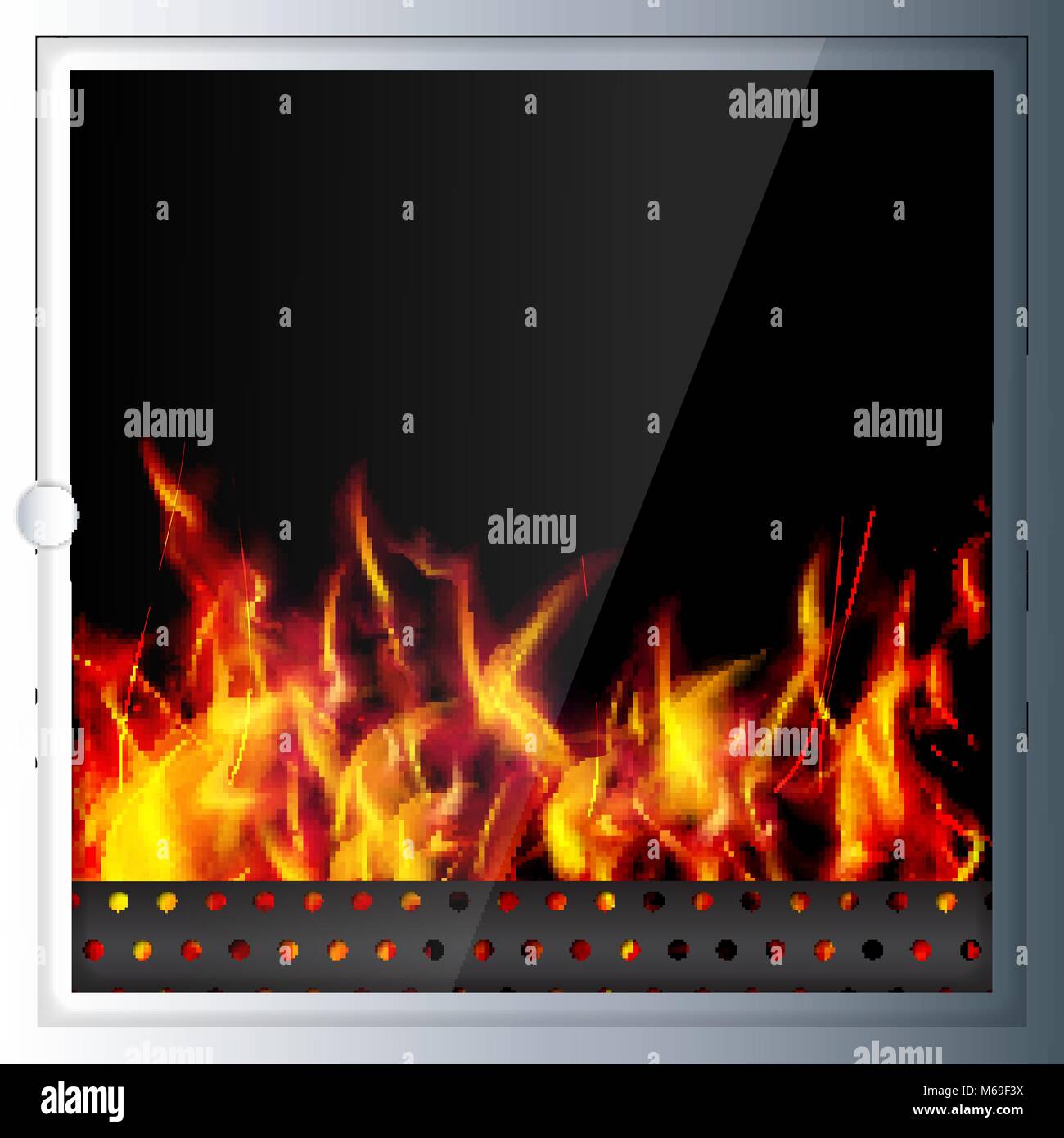 Modern Realistic Hi Tech Fireplace Made Of Modern Materials With A