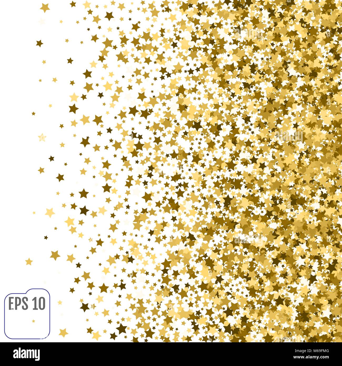 Abstract background with many falling gold stars confetti. vector