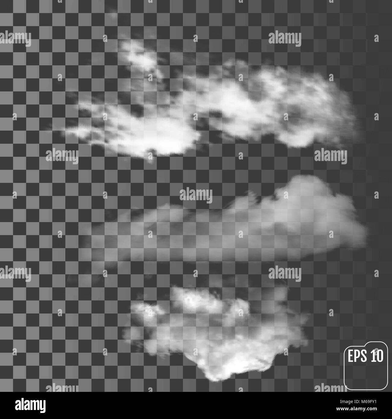 Realistic clouds on a transparent background. Vector illustration Stock ...