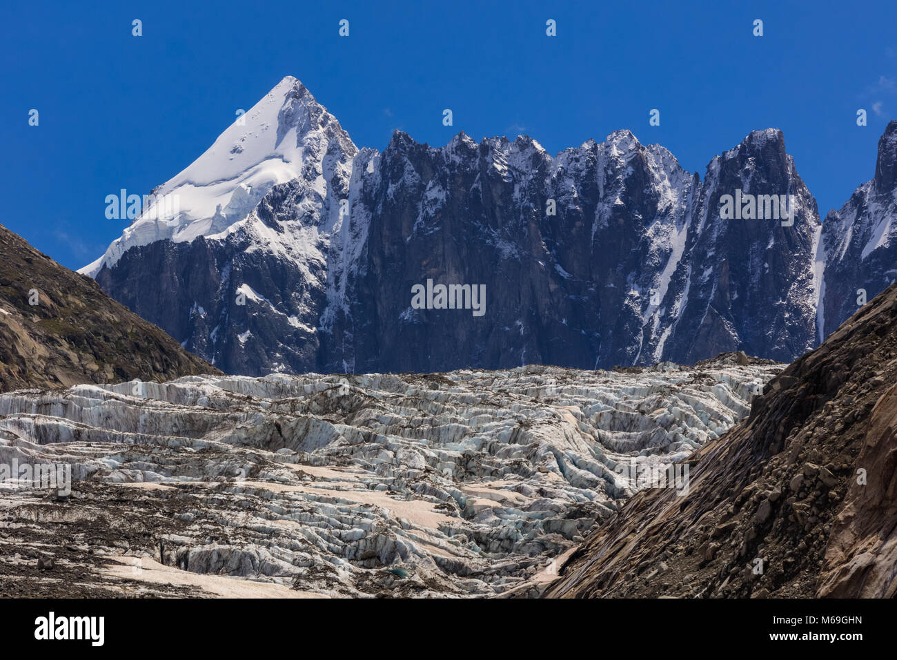 Argentiere Glacier. Mont Blanc Massif, Alps, France Stock Photo
