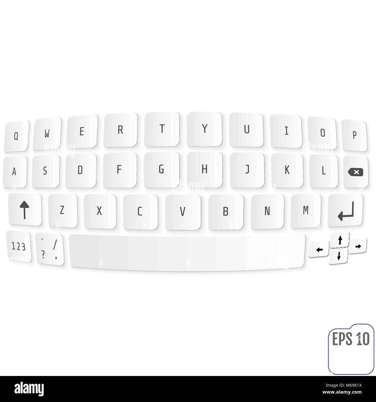vector modern keyboard of smartphone, alphabet buttons. Vector modern