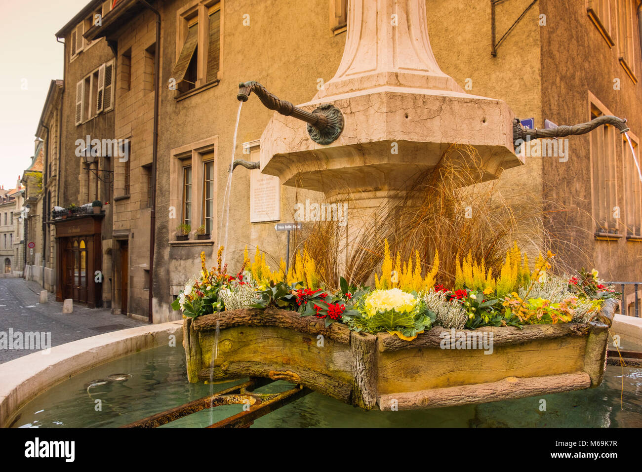 Fountain, Old town, historic center. Genève Suisse. Geneva. Switzerland Europe Stock Photo