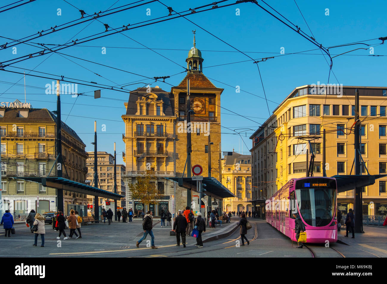 Molard Tower Square. Bel Air. trams, buses, trolleybuses station. Old