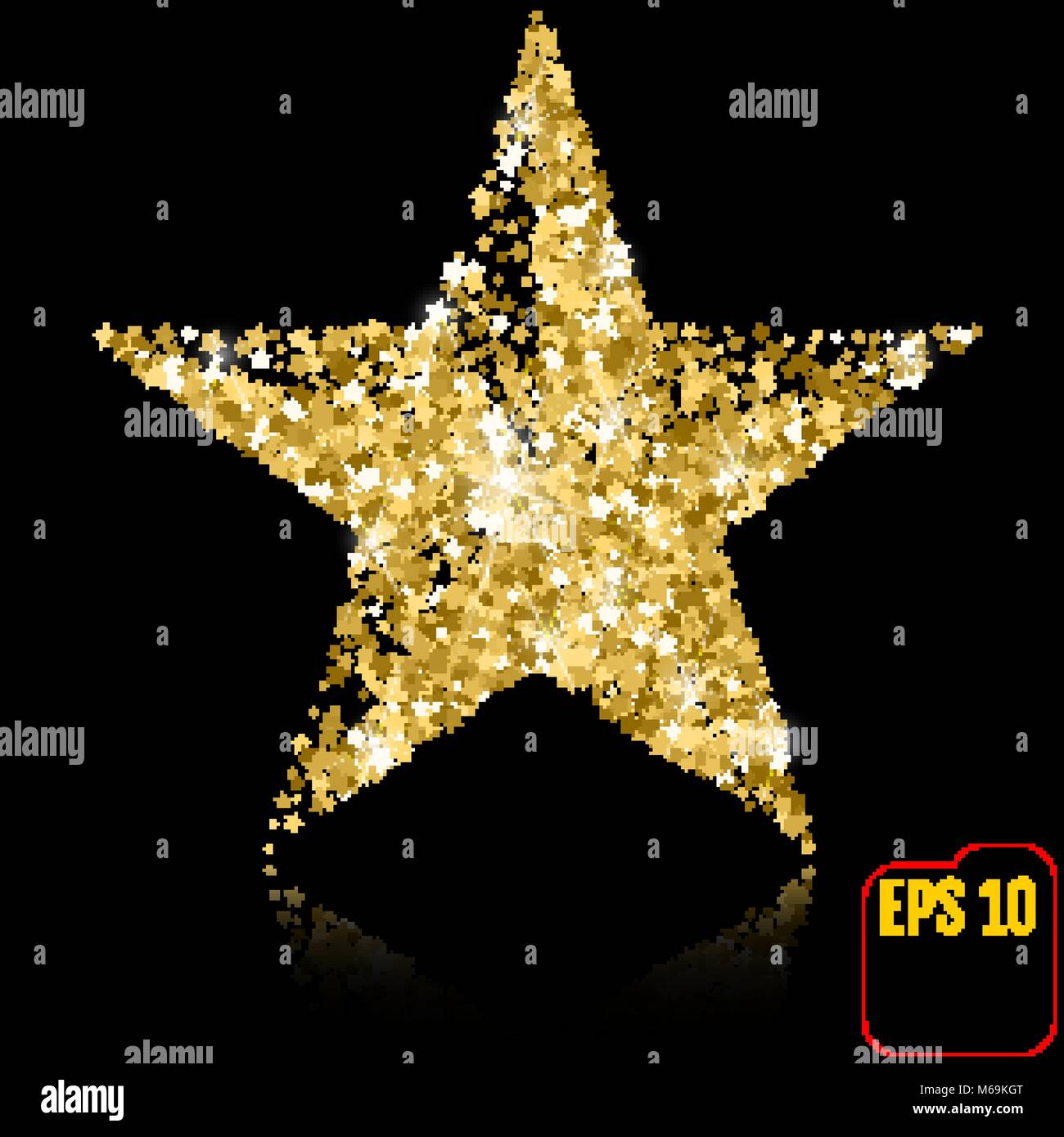 Golden star on a black background. Vector illustration Stock Vector