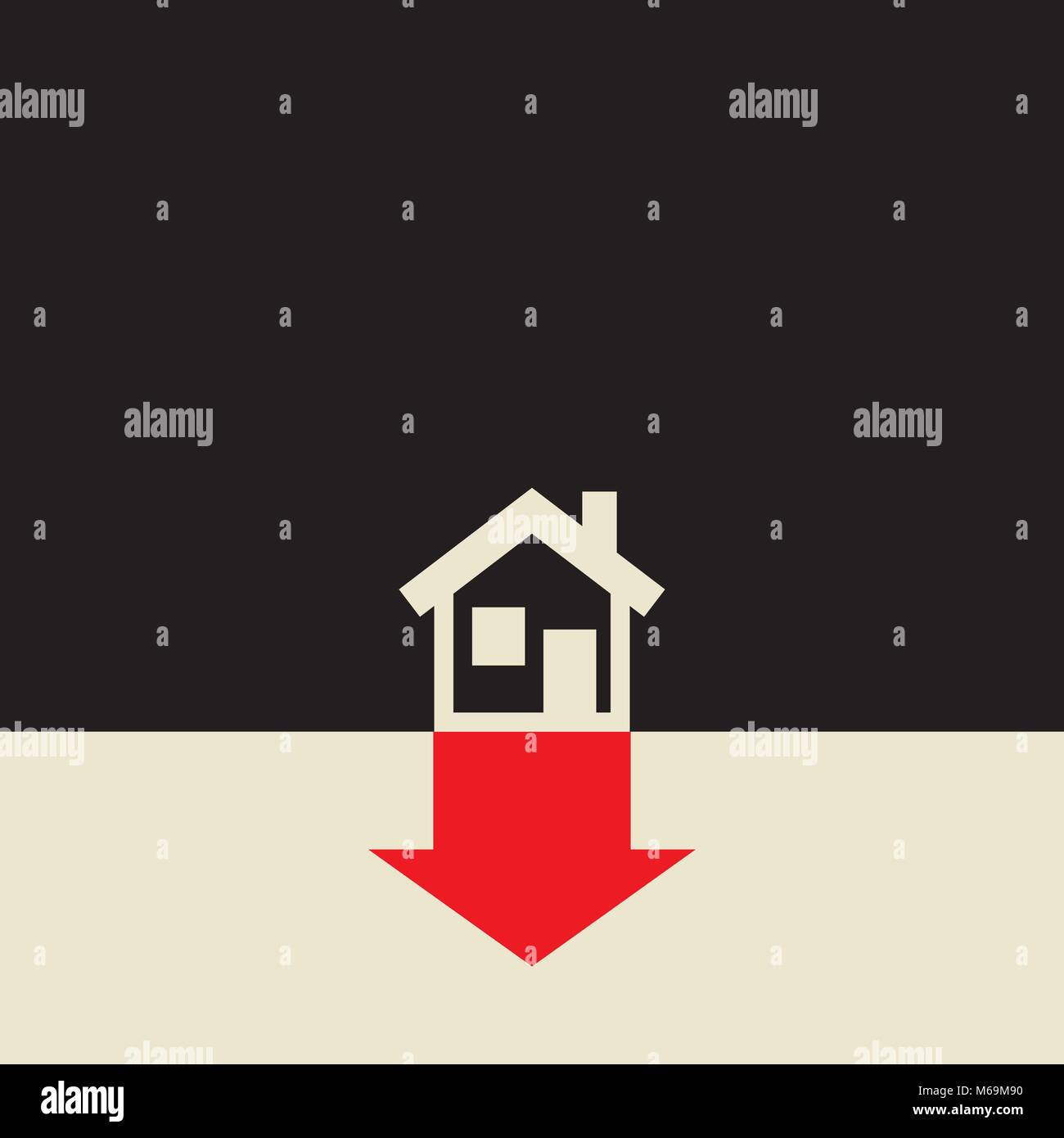 real estate value is going down due to  falling home prices Stock Vector
