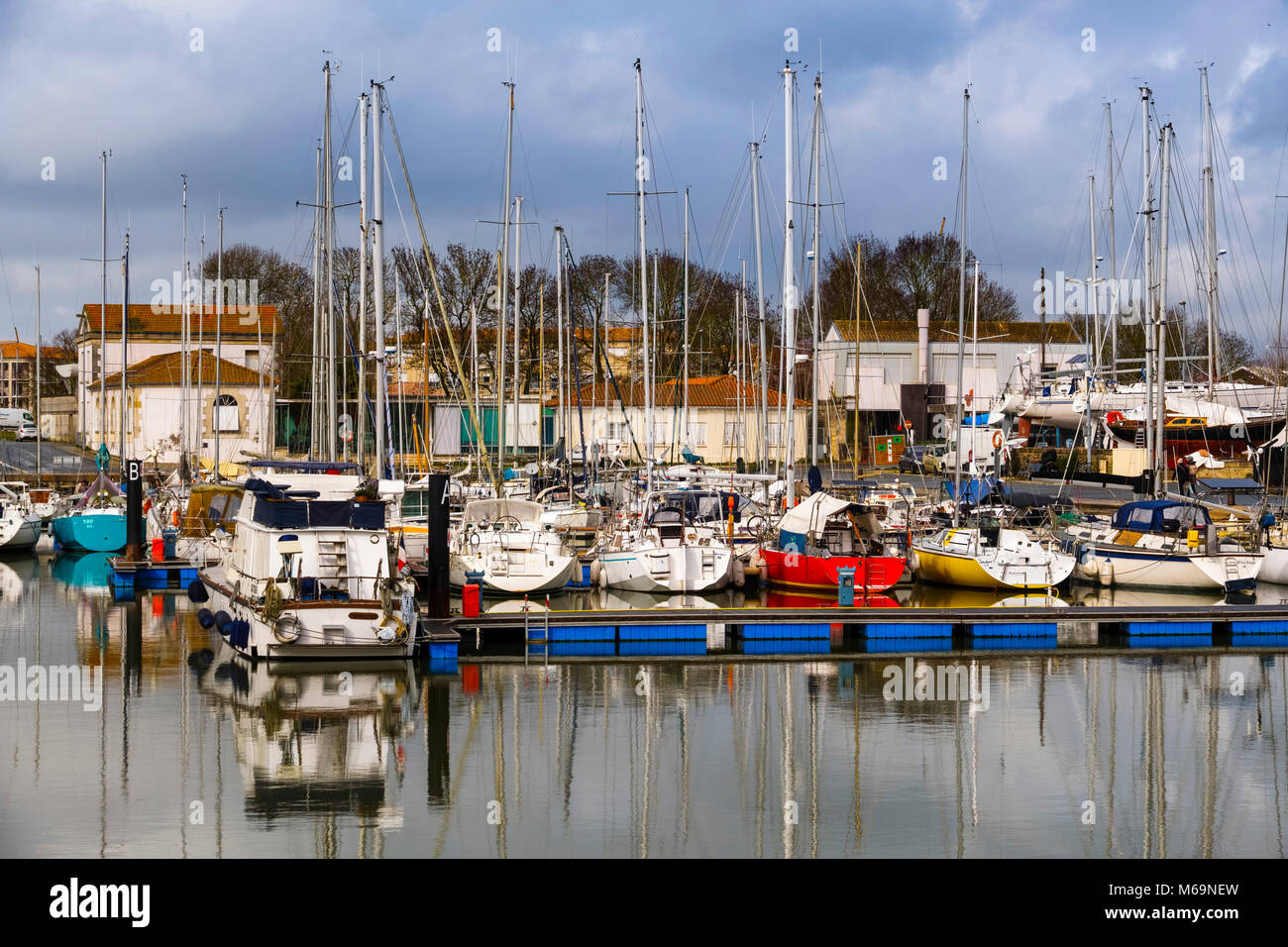 Sports boats, marina port at Rochefort, Charente- Maritime, Poitou Charentes, France, Europe Stock Photo