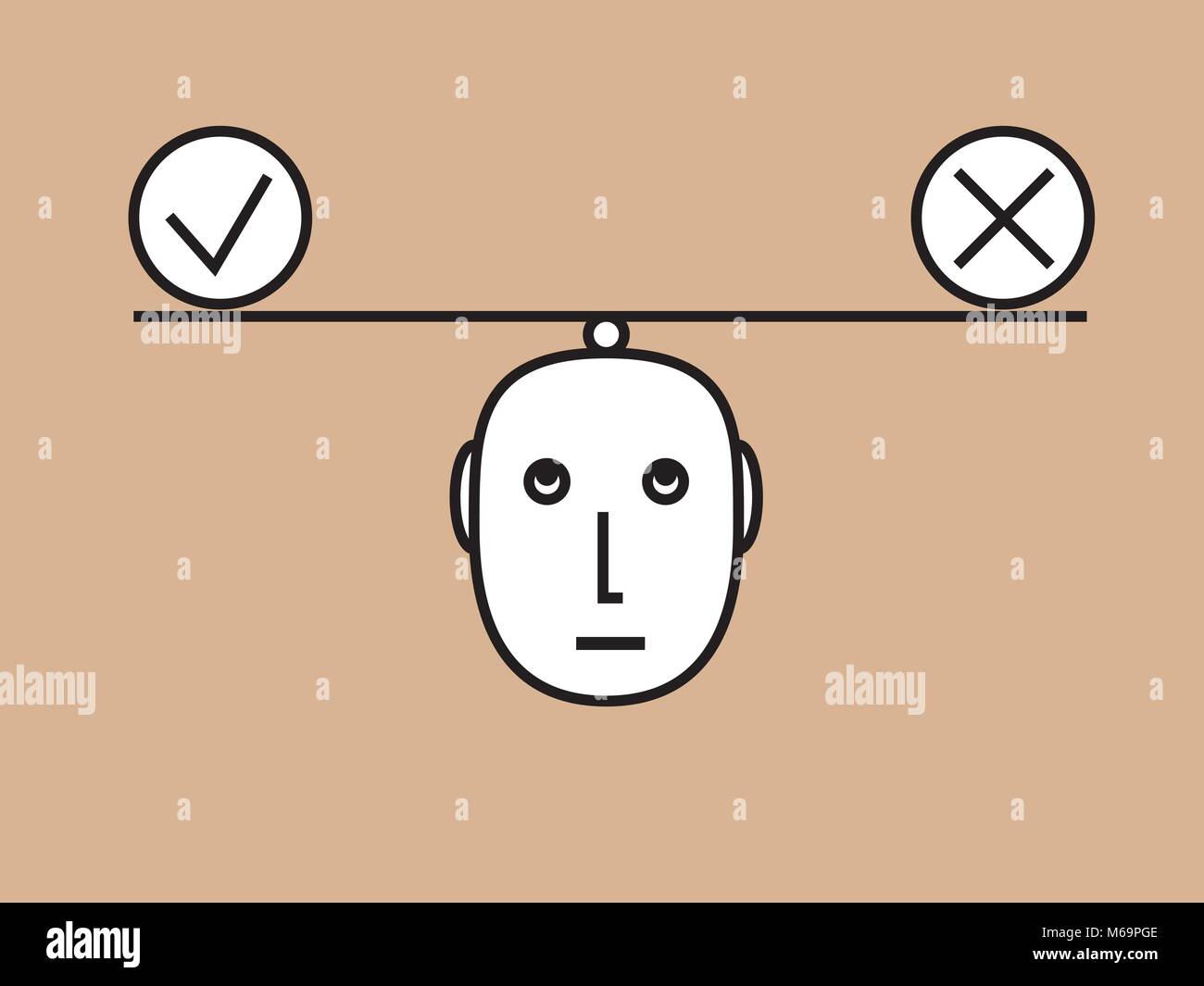 dilemma:  Pros and Cons of Evaluation Balance: Stock Vector