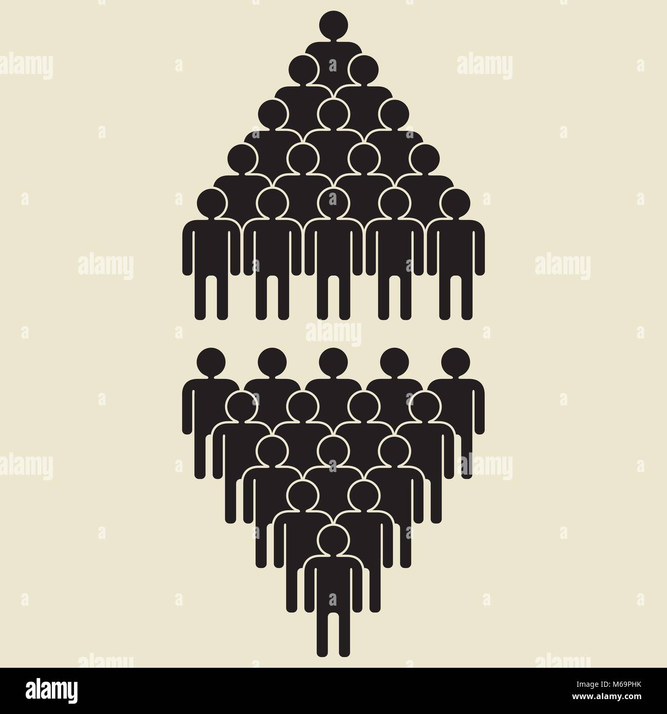 2 crowds headed against each other Stock Vector