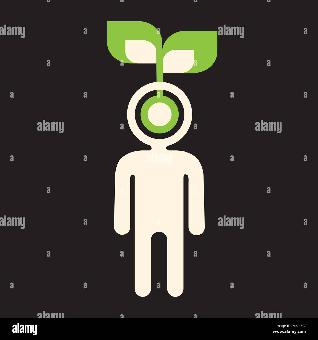 green mind - idea seed sprouting in a brain Stock Vector